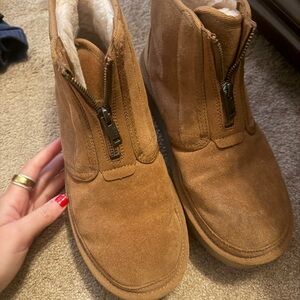 Tan Suede Ankle Boots with Zipper-Ugg